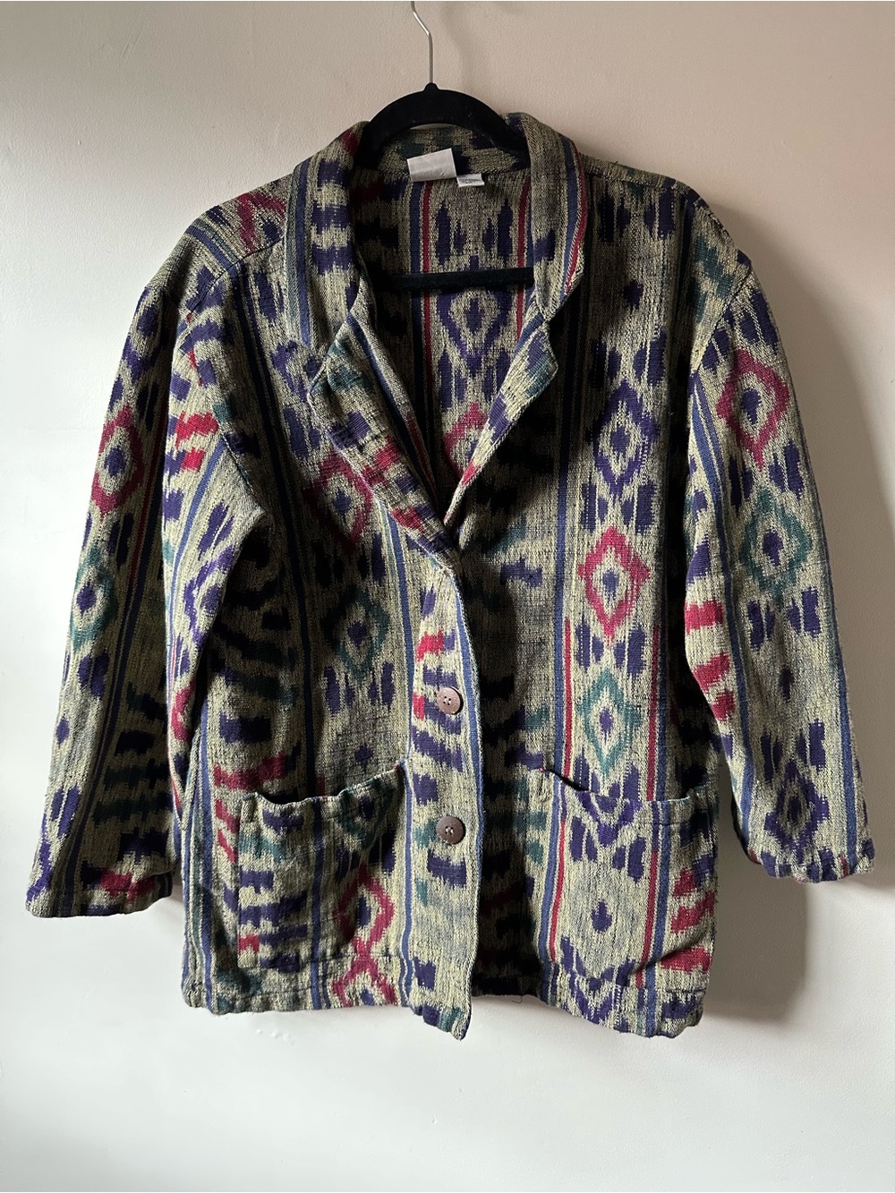 Vintage Chicos Cotton Tribal Aztec Print Jacket Bohemian